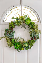 Load image into Gallery viewer, Realistic Artificial Succulent Wreath 18” in., &amp; 12” Mini Wreath (Set of 2) Indoor-Outdoor Green Wreath w/Succulents &amp; Real Twig Back for Front Door Wall &amp; Candle Ring Hanging Farmhouse Decor
