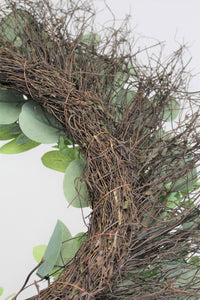 EUCALYPTUS MIX WREATH 22” AND 16" MINI WREATH OR CANDLE RING (set of 2) Wreaths for Front Door Spring Greenery, Real Twig back everyday wreath for front door or wall home decor