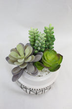 Load image into Gallery viewer, Artificial Mini Succulents in Uniquely Etched Ceramic Pot Table top Succulents for Home Office Shelf Kitchen Farmhouse Decor Faux Potted Arrangement Small