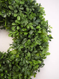 Realistic Artificial Indoor-Outdoor Green Wreath for Front Door 18 Inch Boxwood Wreath Spring Wreaths or Wall Greenery Wreath - Hanging Farmhouse or Candle Ring Decor